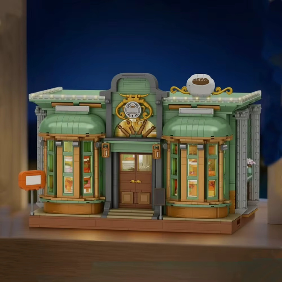 SixBricks MOC Europäischer Stil Eckbäckerei-Baustein-Set, mit Licht - Bild 2