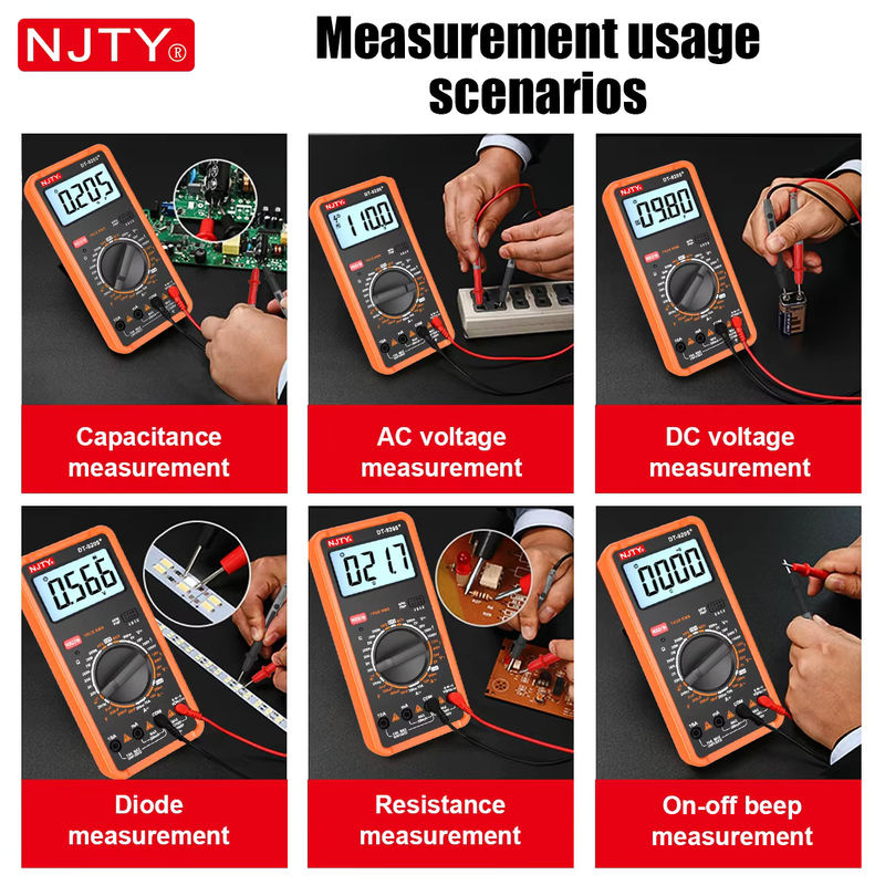 NJTY DT-9205+ Digitales Multimeter mit manueller Bereichswahl für Spannung, Strom, Widerstand und Frequenz - Bild 5