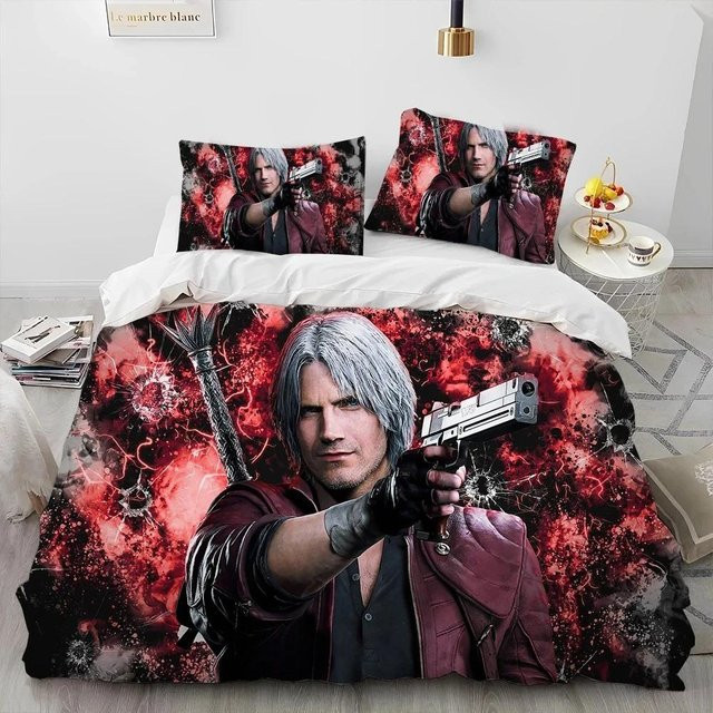 Bettwäscheset D-Devil May Cry DMC für Gamer mit Bettbezug und Kissenbezug, Mehrfarbig, B/H: 70 x 133 cm - Bild 1