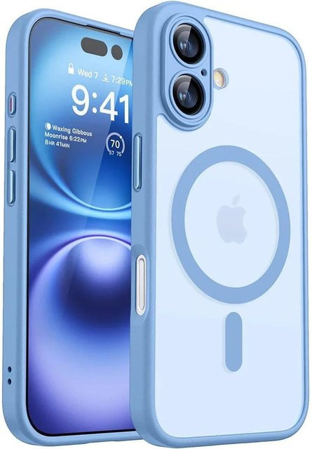 Rui Di Magnetische Matt-Transparente Armor Stoßfeste Hülle für iPhone 11 bis 17 Pro Max Plus mit MagSafe Kompatibilität in Hellblau - Bild 1