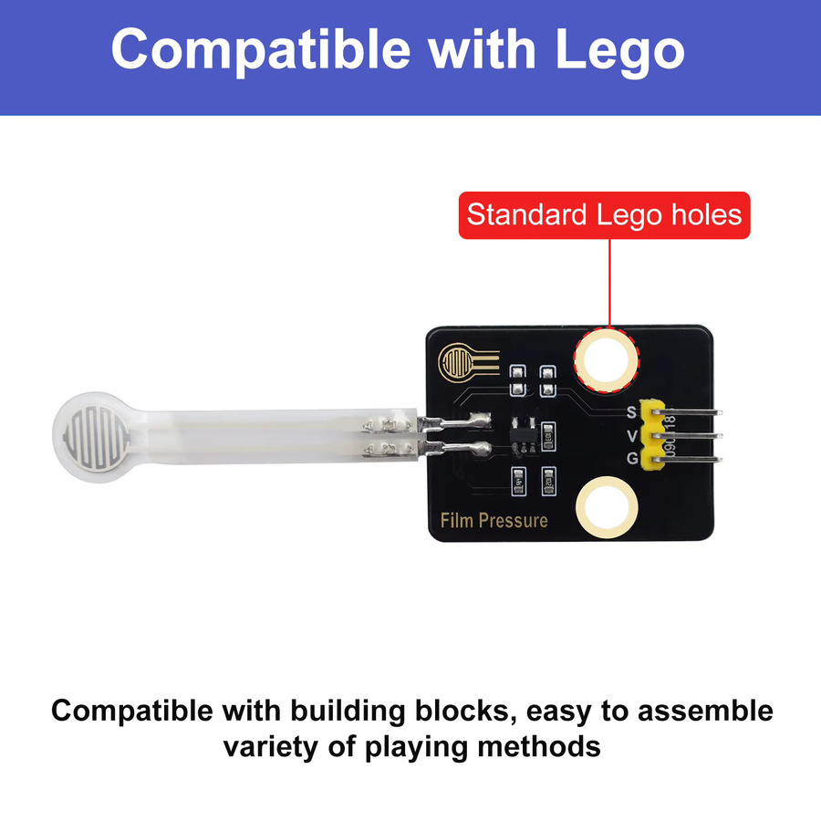 Keyestudio Resistives Dünnfilm-Drucksensormodul für Arduino, Raspberry Pi und Microbit, kompatibel mit Lego-Blöcken - Bild 4