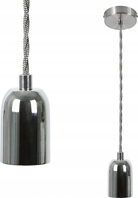 NETTLIFE Pendelleuchte im Vintage-Stil aus silbernem Metall mit E27-Sockel, Durchmesser: 10 cm - Bild 1