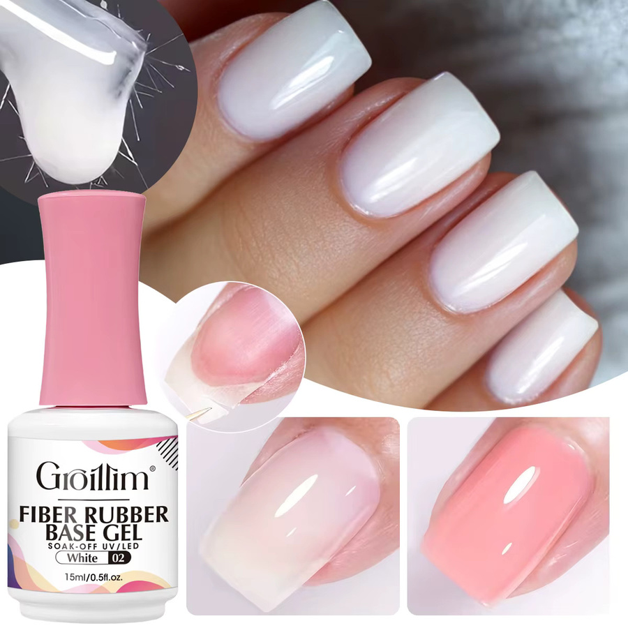 Groillim Nude Jelly-Like Fiber Rubber Base Coat, 2er-Pack, 15 ml, Glänzend - Bild 1