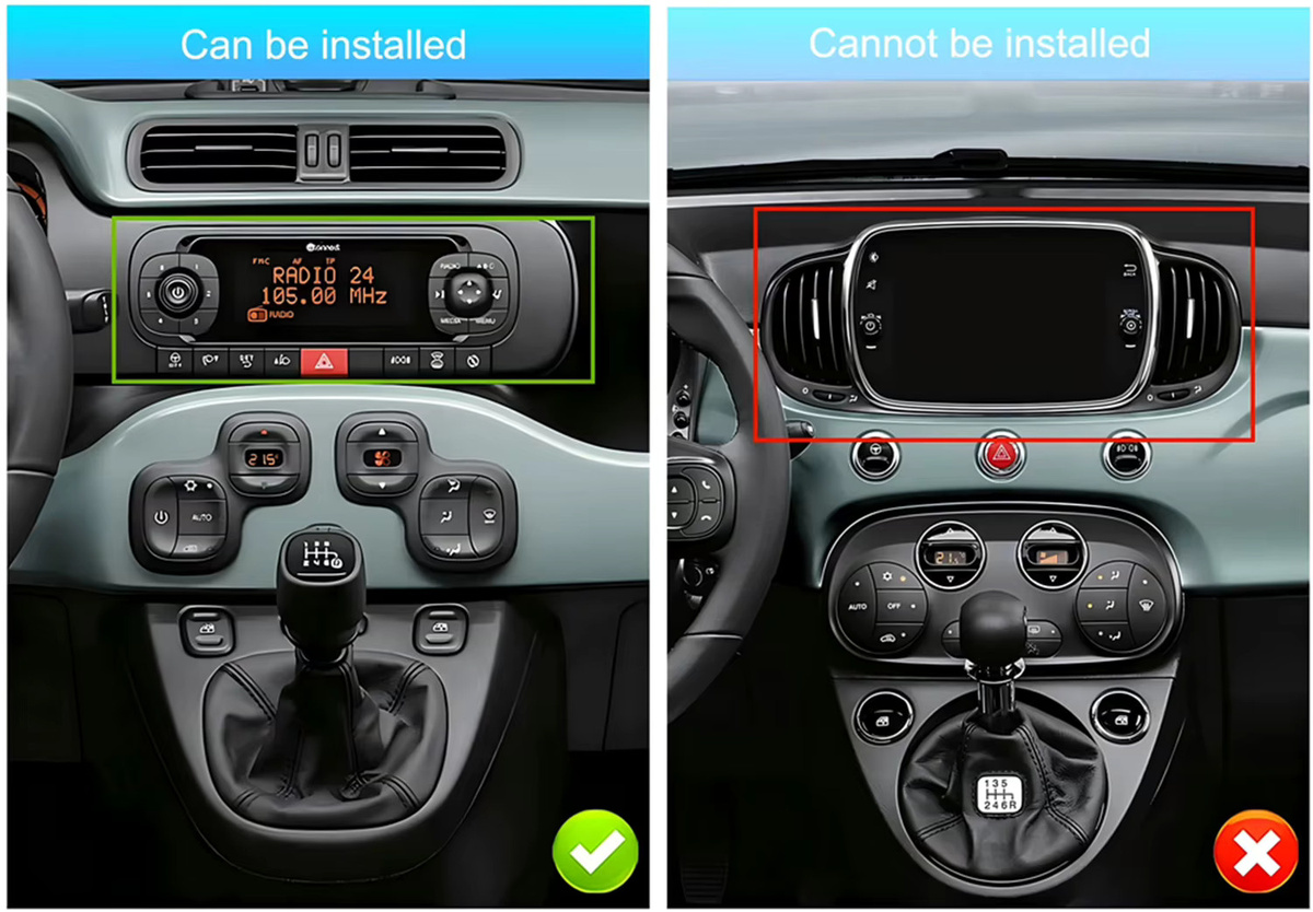 Android 15 Multimedia Autoradio mit GPS Navigation und drahtlosem CarPlay für Fiat Panda 2013-2020, Schwarz - Bild 3