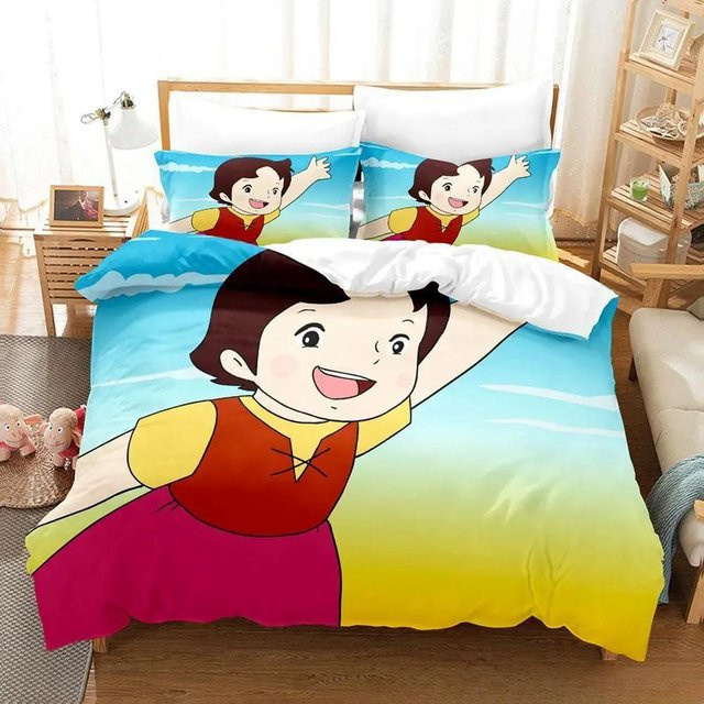 Bettwäsche Set Lodestar Anime Heidi 3D Druck mit Bettbezug und Kissenbezug, Mehrfarbig, Material Mikrofaser Polyester, Breite: 135 cm, Länge: 200 cm - Bild 1
