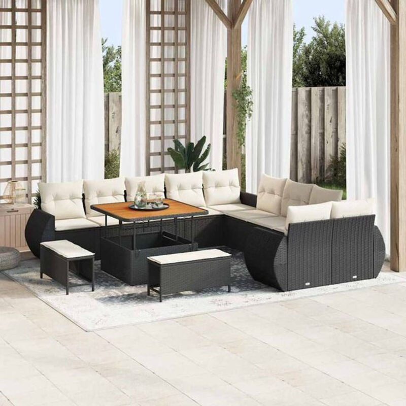 Modernes Garten-Sofa-Set aus Poly-Rattan von vidaxl in Schwarz, 13-teilig - Bild 1
