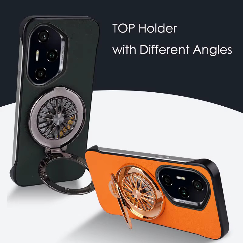 Rotate Gyro TOP Ultradünne rahmenlose Schutzhülle für Huawei Honor 300 200 100 90 70 50 Pro aus hartem PC und PU Leder in Beige - Bild 1