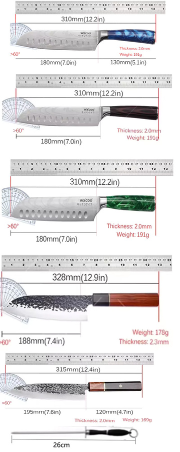 WXCOO Santoku-Küchenmesser aus geschmiedetem Stahl für Fleisch und Obst inklusive Aufbewahrungsbox - Bild 5