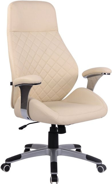 TPFLiving Bürostuhl Lyka in Creme, moderner Schreibtischstuhl aus Kunstleder mit Armlehnen und Rollen, B/T/H: 51 x 64 x 126 cm - Bild 1