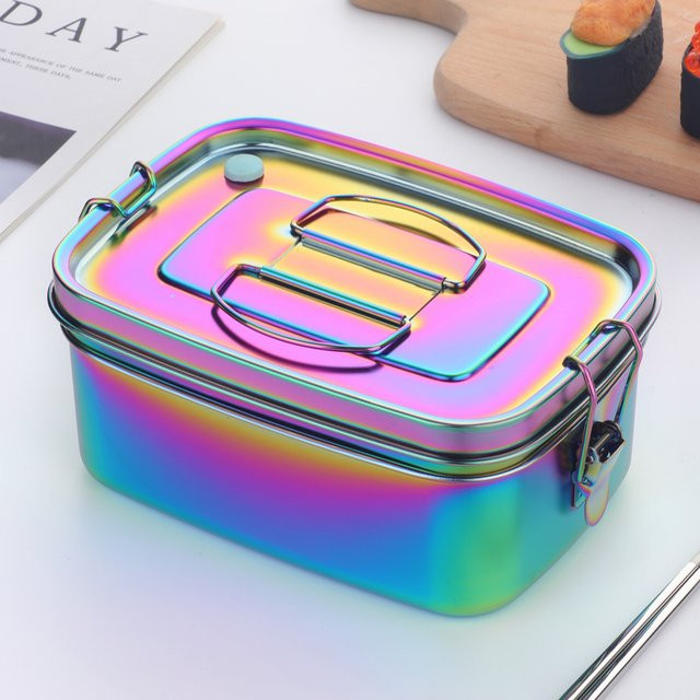 Doppelstöckige Bento Lunch Box aus 304 Edelstahl in Silber, 1,5 l - Bild 1