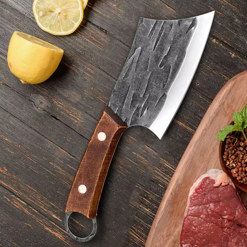 InLeung Hackmesser aus Edelstahl mit Holzgriff in Silber für Fleisch, Fisch und Gemüse - Bild 5