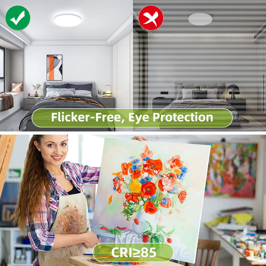 Moderne LED Deckenleuchte in Weiß für Wohnzimmer und Flur als Panel-Oberflächenmontage mit kühlem Weiß - Bild 3