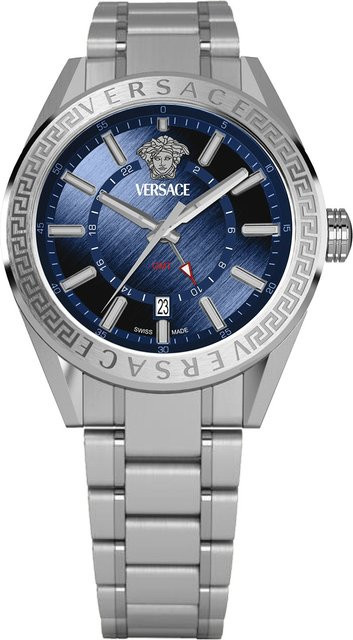 Versace Herrenuhr V-Code GMT, Quarz, Edelstahl, Blau, 42 mm, 5 ATM - Bild 1