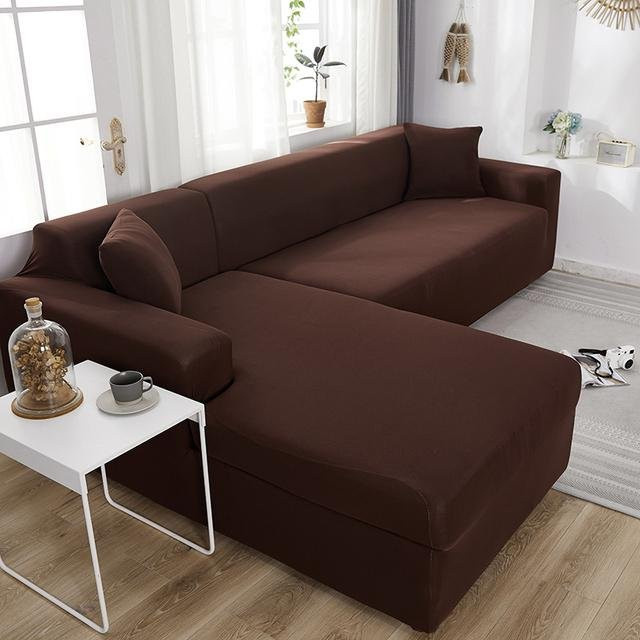 Housmife Ecksofa-Bezug aus elastischem Spandex für L-förmige Sofas, Farbe: Dunkelbraun, Breite: 145-185 cm - Bild 1