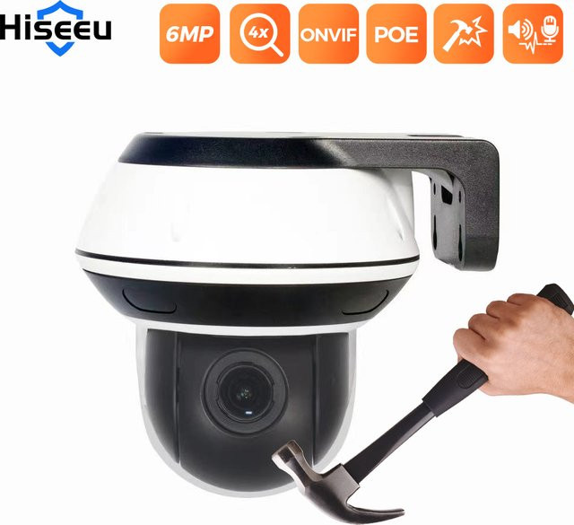 Hiseeu 6MP IP Audio Überwachungskamera mit 4x optischem Zoom, PoE, Outdoor Kuppelkamera, Weiß - Bild 1