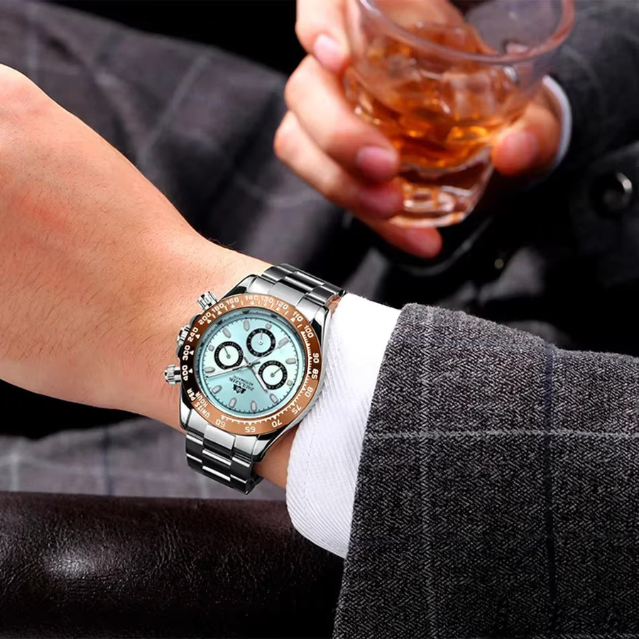 PAULAREIS P Armbanduhr Automatik, Edelstahl, Gold, Blau, Herren - Bild 5