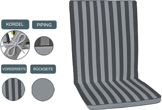 GARDEN DREAM Gartenauflage Hochlehner aus wetterfestem Polyester in Anthrazit und Grau, B/T: 120 x 120 cm - Bild 1