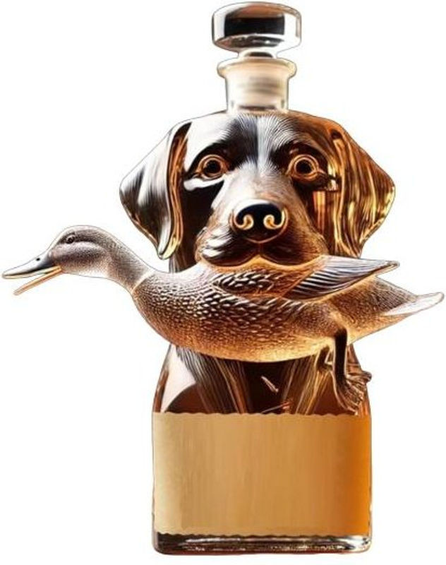 Whiskey-Karaffe aus Glas mit 3D-Gravur Jagdhund in Transparent, dekorative Glasflasche für deine Heimbar - Bild 1