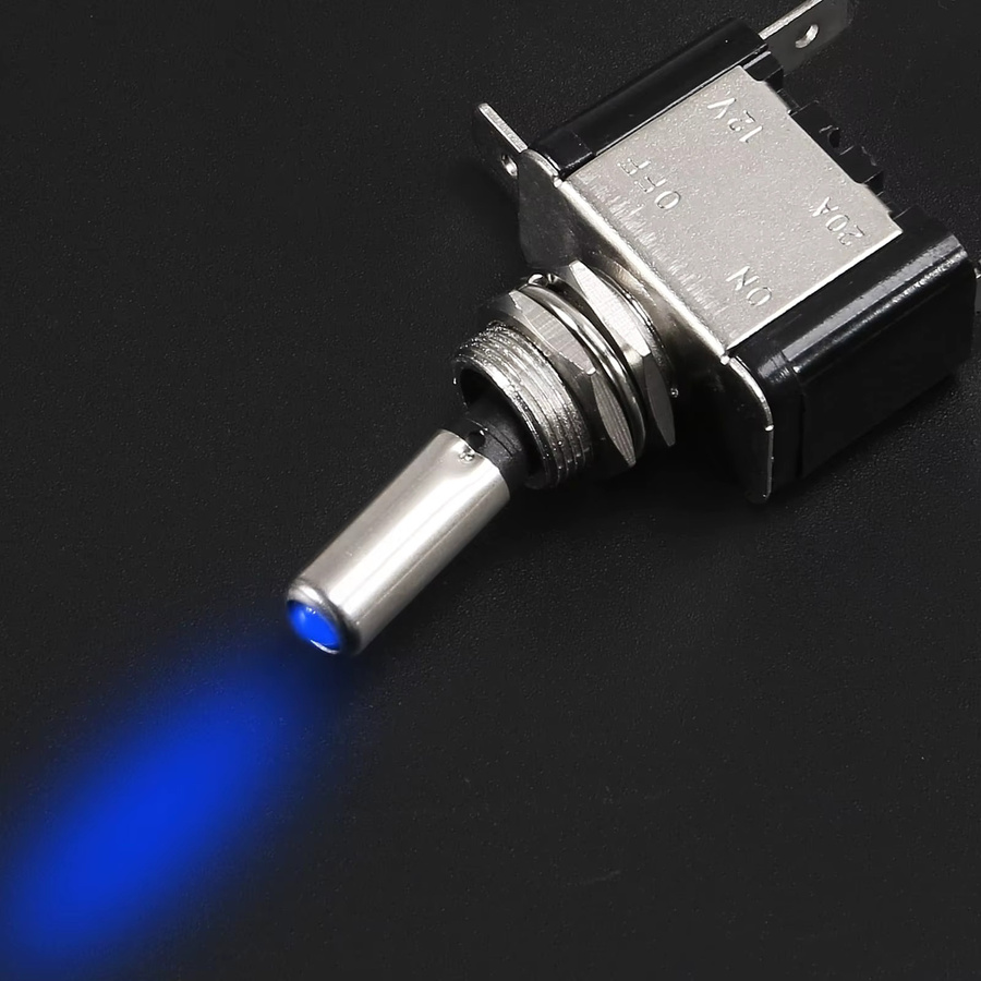 ELECAPITAL LED-Kippschalter 12V Ein/Aus mit transparenter Staubschutzabdeckung in Blau - Bild 4