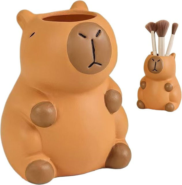 Dekorativer Capybara Stifthalter in Braun aus Kunststoff für deinen Schreibtisch - Bild 1