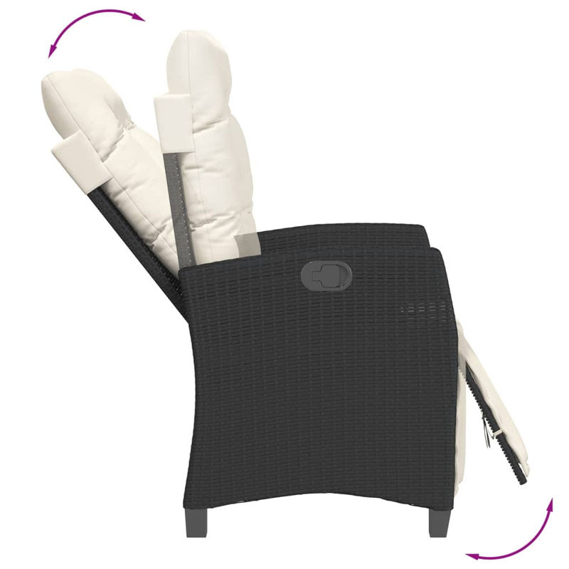 Vidaxl Gartenmöbel-Set aus Polyrattan mit Kissen und Glastisch, 7-teilig, Schwarz - Bild 3