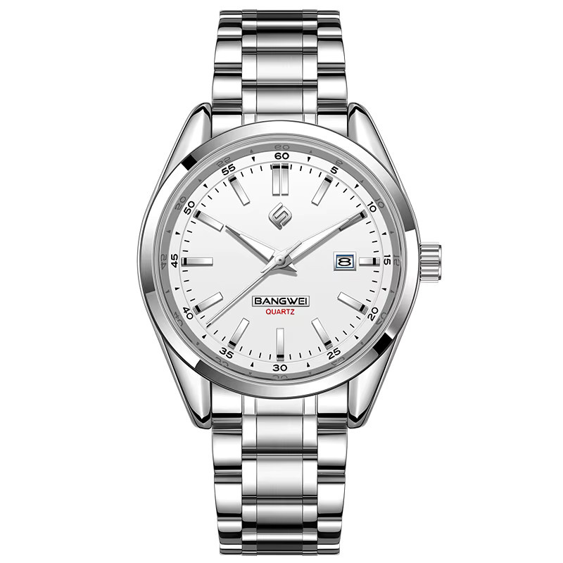 BANGWEI Armbanduhr Quarz, Edelstahl, Silber, Weiß, Herren - Bild 7
