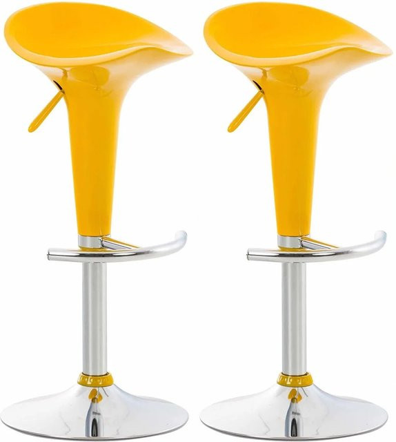2er Set DELUKE Barhocker CEKOT in Gelb, höhenverstellbare Barstühle mit 360 Grad Drehsitz im Retro-Look, B/T/H: 37 x 37 x 87 cm - Bild 1