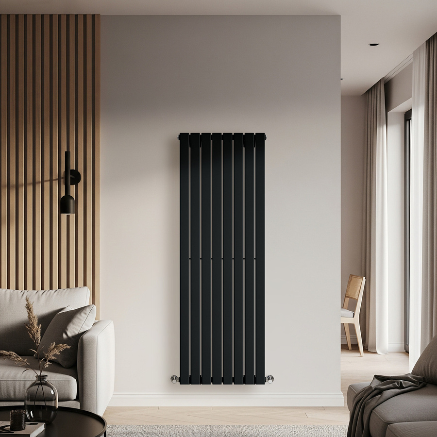 Einlagiger Design-Heizkörper Vertikal von Delta in Schwarz, Höhe: 160 cm, Breite: 56 cm - Bild 1