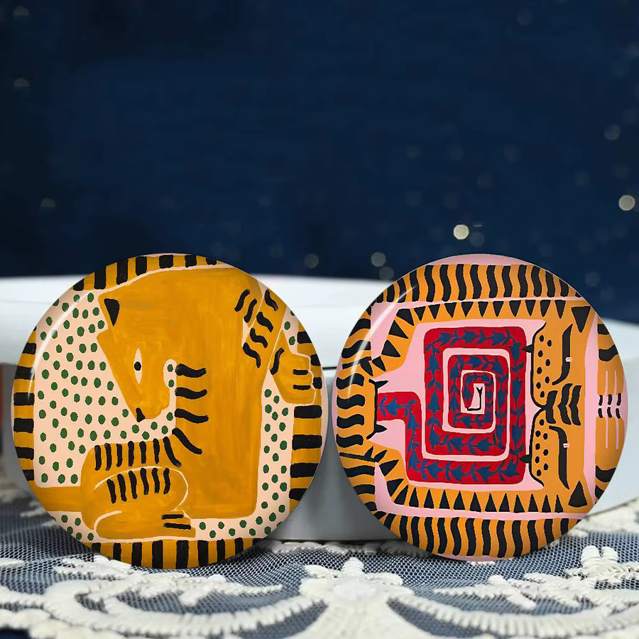 Brosche Weißblech, Silber, Tiger Leopard, Vintage - Bild 2