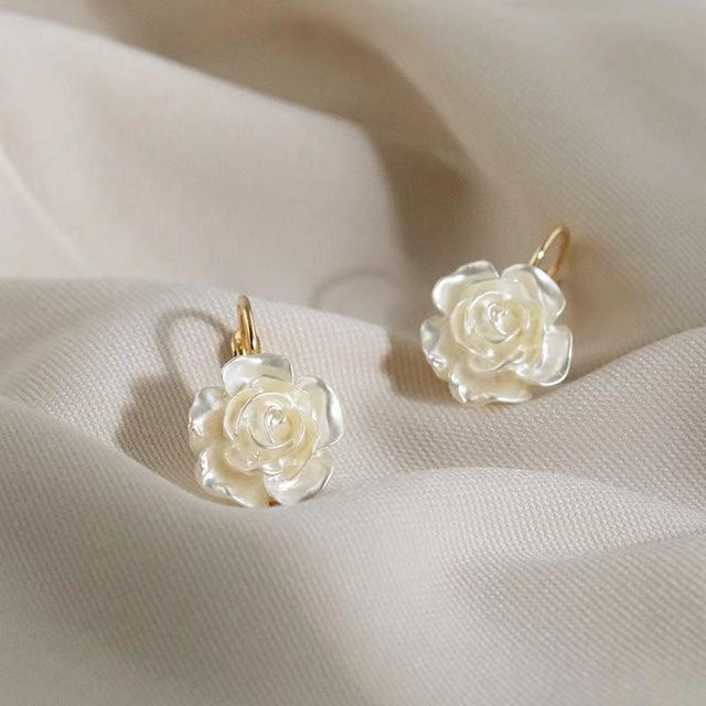 Love Home Garden Ohrringe, Kamelie-Blumen, Gold, Zirkonia, Perle, Damen - Bild 1
