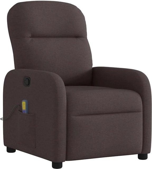 vidaXL Massagesessel Dunkelbraun mit Liege- und Vibrationsfunktion aus Stoff B: 66 cm, T: 88 cm, H: 95 cm - Bild 1