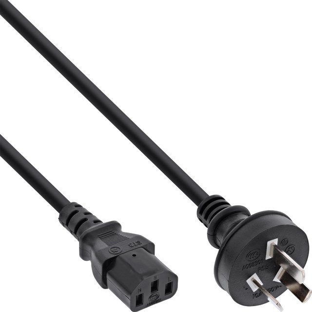 InLine 35er Bulk-Pack Netzkabel von China auf Kaltgerätestecker C13, 3-polig, Schwarz, Länge: 1,8 m - Bild 1