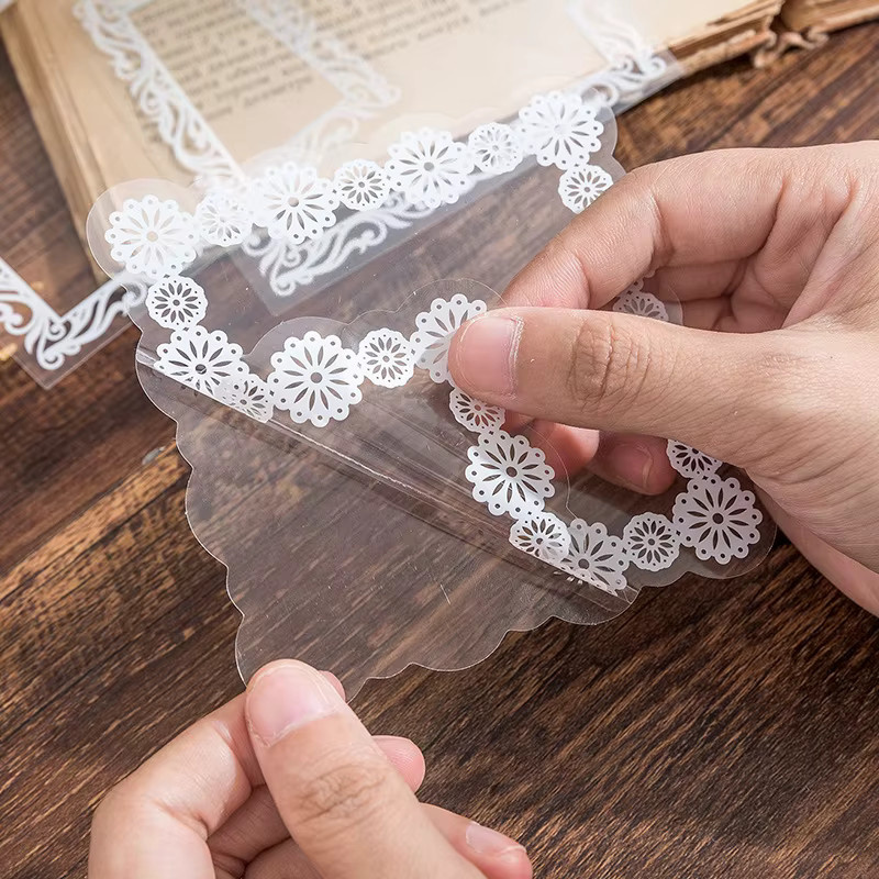 10 Blatt transparente Spitzenrand-Aufkleber mit elegantem Spitzenkanten-Design - Bild 4