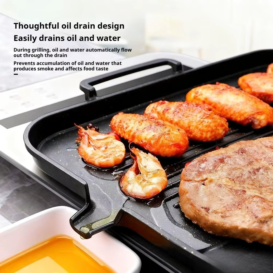 KOSUN Grillplatte aus Aluminium, schwarz, antihaftbeschichtet, koreanischer Stil für Innen- und Außenbereich - Bild 3