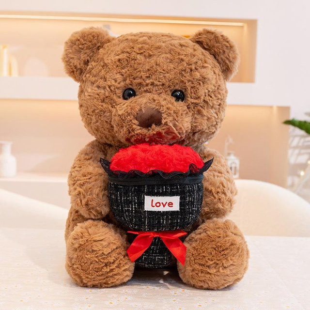Rosenbär Plüschtier, braun, 30cm - Bild 1