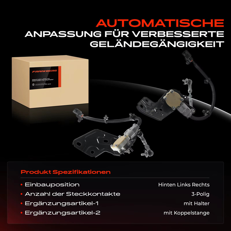 Frankberg Höhensensor Niveauregulierung Schwarz für Lexus Toyota 4 Runner Land Cruiser Prado 89408-60011 Hinten Links Rechts - Bild 2