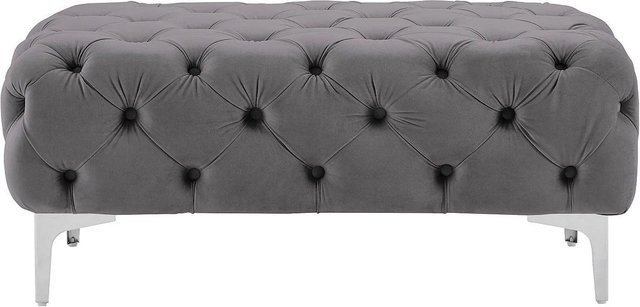 Sitzhocker Edwina von Vente-unique im Chesterfield-Design aus Samt in Anthrazitgrau, Breite: 103 cm - Bild 1