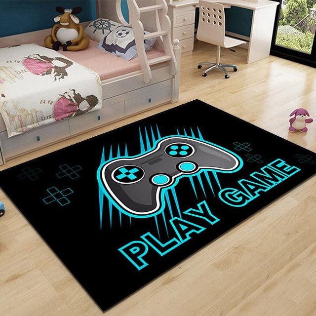 BC-Warm Home 3D Gaming Teppich mit Cartoon Gamepad Design, Schwarz, B/T: 120 x 80 cm - Bild 1