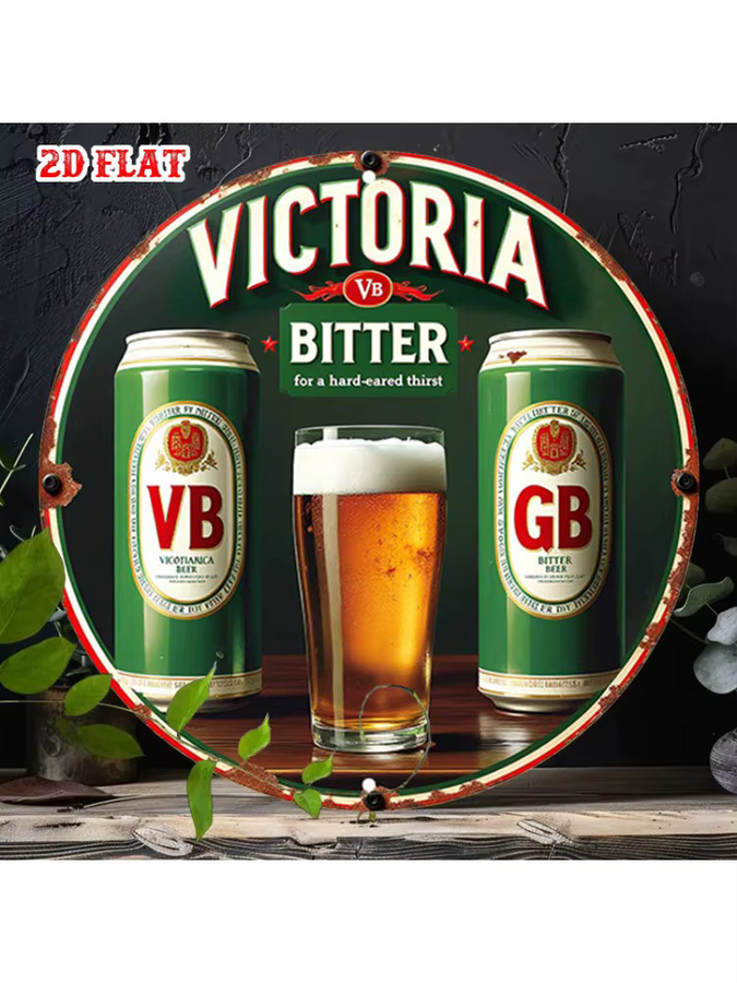 VB Bitter Beer Rundes Aluminiumschild im Vintage-Stil, Rustikales Metalldekor für deine Wand, Durchmesser: 20 cm - Bild 6