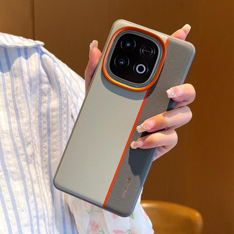 Beschichtete PC-Handyhülle für Vivo IQOO Z10 Turbo und Z10 Turbo Pro mit dreifarbigem Metall-Kamera-Ring in Grau/Multicolour - Bild 2
