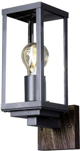 ECO-Light Außenwandleuchte Karo 2100112 in Schwarz und Holzoptik mit E27 Fassung - Bild 1