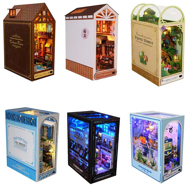 zuuton DIY Buch Nook Regal Einsatz Kit 3D Holz Puzzle Modellbau Set für Bücherregal und Buchstützen - Bild 3