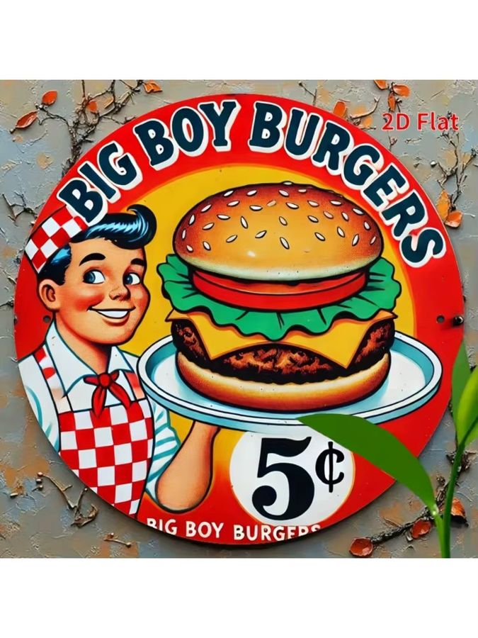 Vintage Big Boy Burger Metallschild Multicolor Wanddekoration B/H: 20 x 20 cm - Bild 5