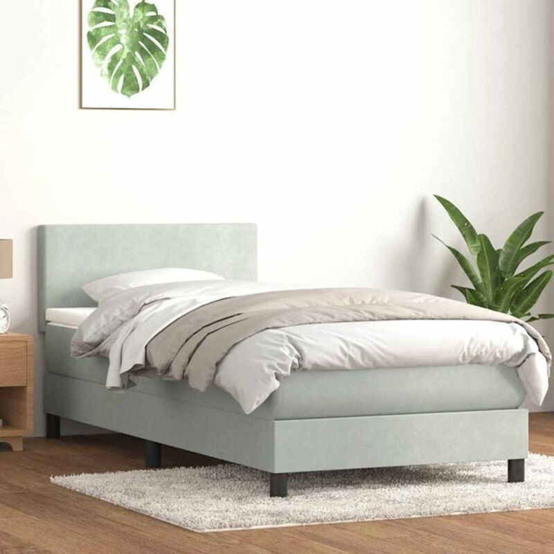 vidaxl Boxspringbett mit Matratze in Grau aus Samt, B/T/H: 80 x 210 x 78 cm - Bild 1