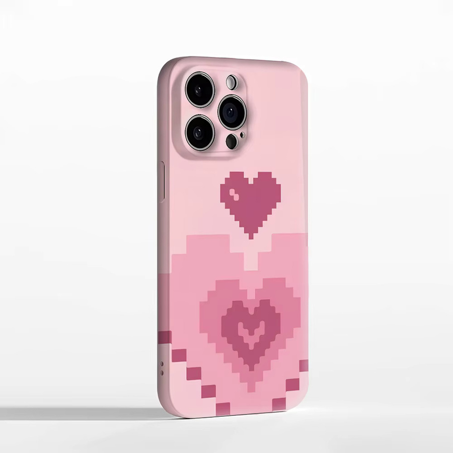 Pixel Heart Duo iPhone Handyhülle in Pink mit doppelschichtiger Rückseite für iPhone 17 16 15 14 13 12 11 Pro Max Plus - Bild 2