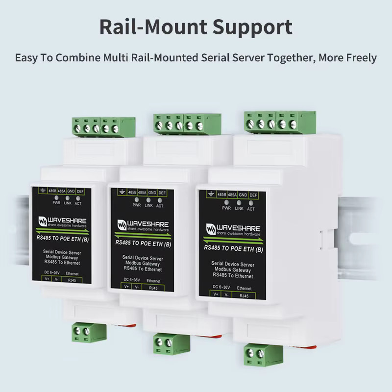 Caturda Industrieller serieller Server RS485 auf RJ45 Ethernet-Modul mit TCP/IP auf serielle Unterstützung, Modbus-Gateway und POE-Funktion, Weiß - Bild 4