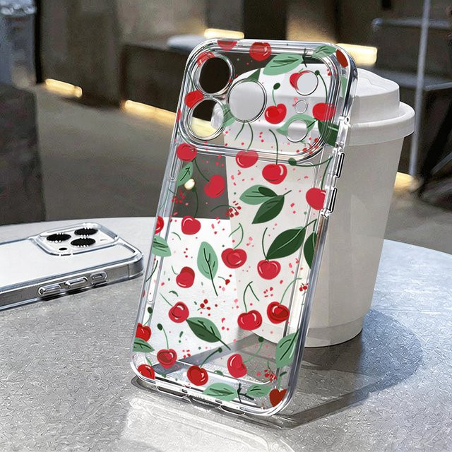 MOESOE Transparente Handyhülle mit Kirschenmuster für iPhone 17e 17 16 15 14 13 Pro Max – Stoßfeste Silikon Schutzhülle aus weichem TPU - Bild 1