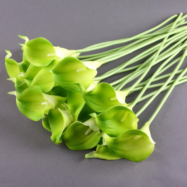 10 Stück Calla-Lilien Kunstblumen aus Latex in Grün für Hochzeitsdekoration und Party von applehome - Bild 1