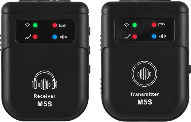 Andoer Drahtloses Kopfhörer-Monitor-System mit Transmitter und Receiver, 2,4 GHz, Schwarz - Bild 1