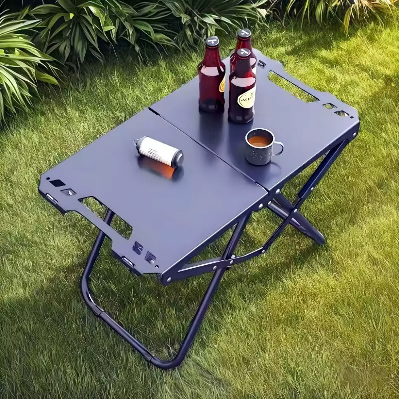LIUSHADUOLA Outdoor Stapeltisch Schwarz Faltbarer Taktischer Campingtisch aus Metall für Picknick und Camping - Bild 4